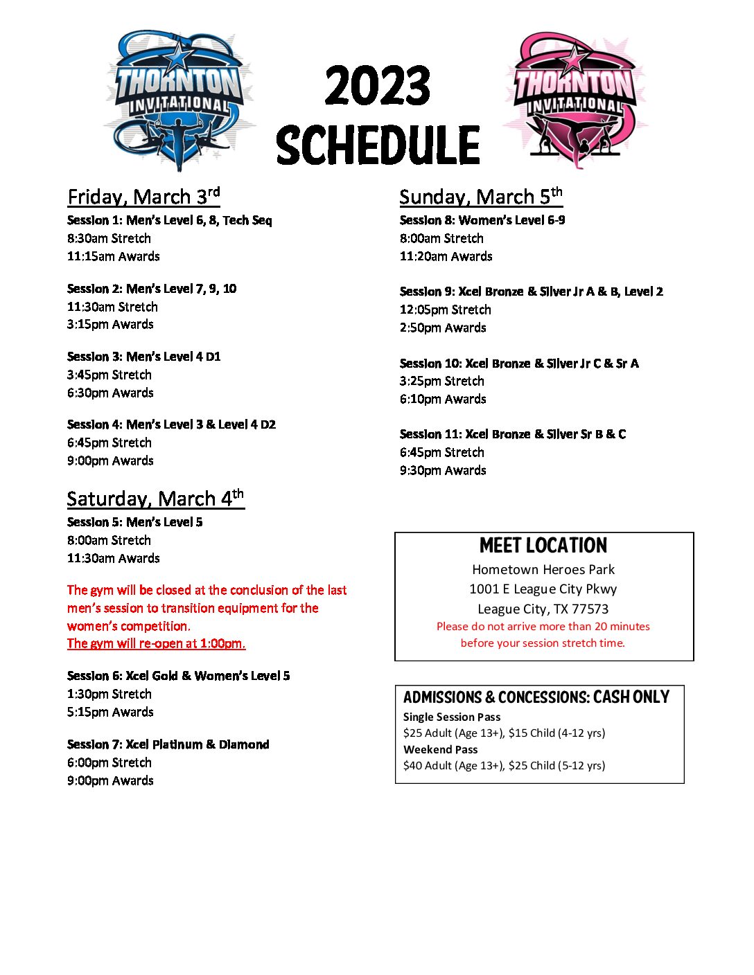 Click here for the 2023 TI Schedule! Thornton's Gymnastics Center